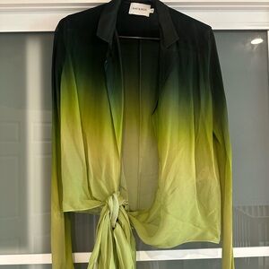 Rat & Boa Green Ombre Tie-Front Blouse
